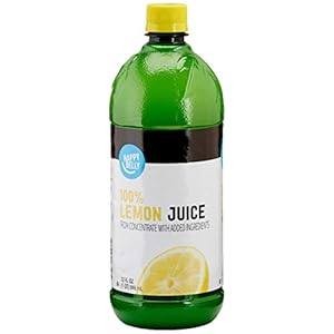 Amazon Brand – Happy Belly 100% Lemon Juice, Bottle, 32 fl oz (Pack of 1)