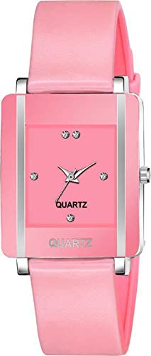 Goldenize fashion Diamond Rectangular Pink Dial Women and Girls Combo Watch (Pink) (B09K7P8CH4) Amazon Price History, Amazon Price Tracker