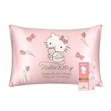 Utukky シルク枕カバー サンリオキャラクターズ ハローキティ 枕カバー 43×63cm 片面100%シルク 封筒式まくらカバー すべすべ 光沢感 洗える 四季適応 可愛い サンリオキャラクターズ 枕カバー 1枚入り