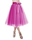 Fuschia Tulle Skirts for Women Knee Length Long Adult Tutu Layered Short Prom Party Midi Skirt for Girls Fuschia L