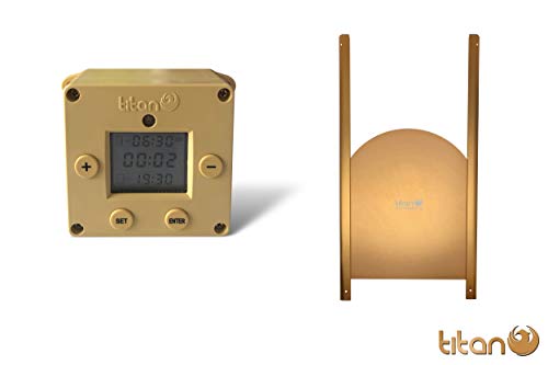 Titan Incubators Cube Abrepuertas Automático para Gallinero con Sensor de Luz y Temporizador + Puerta Curva de Metal