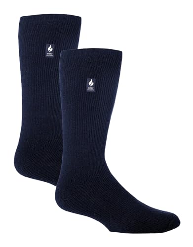 HEAT HOLDERS 2 Pack Mens Thermal Socks Winter Warm Original Socks | Thick Fleece Insulated Socks (6-11, Navy)