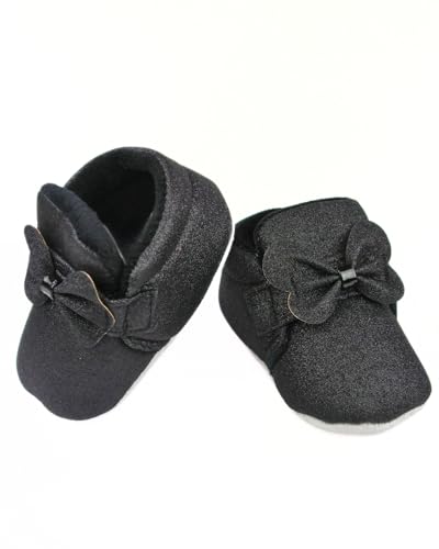 Image of Neska Moda 6 To 12 Months Baby Girls Cotton Hook & Loop Bow Booties -BT1766