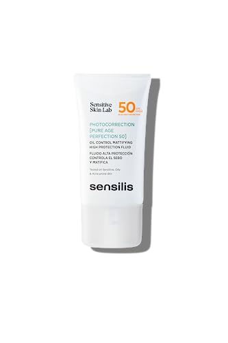 Sensilis - Photocorrection Pure Age Perfection, Fluide Haute Protection, Protège contre les rayons UVA, UVB et la lumière bleue, Renforce la barrière cutanée et offre une action apaisante – 40 ml Sensilis - Photocorrection Pure Age Perfection, Fluide Haute Protection, Protège contre les rayons UVA, UVB et la lumière bleue, Renforce la barrière cutanée et offre une action apaisante – 40 ml