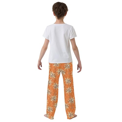ZZXXB Palm Tree Flowers Boys Long Pants Soft Trousers Elastic Waist Kids Lounge Bottoms with Pockets S-XL3