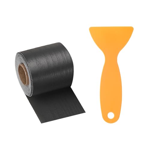 Image of HARFINGTON Wood Grain Repair Tape 2 Inch x 33ft Self Adhesive Repair Patch Tape Simulated Wooden Floor Tapes with Plastic Scraper for Tables Doors Windows Furniture, Black Wood