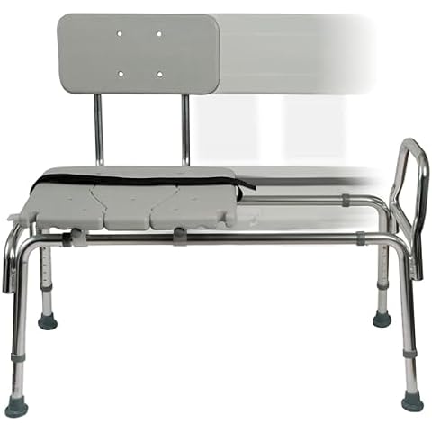 DMI Tub Transfer Bench and Shower Chair with Non Slip Aluminum Body, FSA Eligible, Adjustable Seat Height and Cut Out Access, Holds Weight up to 400 Lbs, Bath and Shower Safety, Transfer Bench Cover