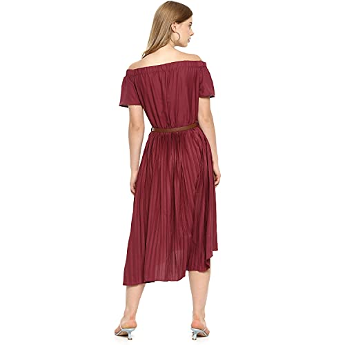 Image of PINACOLADA Women Stylish Solid with Belt Casual Dresses