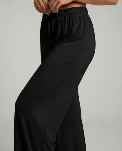 Image of Real Essentials 3 Pack: Women's Soft Palazzo Pants - Wide Leg Yoga Casual Loungewear Pajama Pj Bottoms (Plus Available)