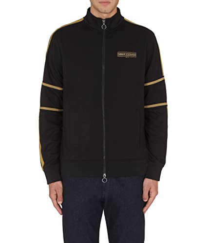Armani Exchange Men's Sporty Gold Detail Mock Neck Zip Up Sweatshirt