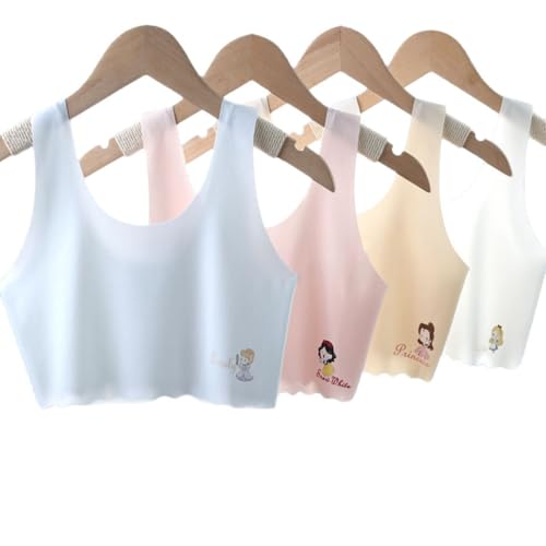JYNXOR - JYNXOR 4 Pièces Soutien-Gorge de Sport Fille en Coton Brassiere sans Fil Adolescentes Doux sous-Vêtements Bustier Enfant Fille Uni Basique Débardeur Crop Tops Haut Court Bandeau Lingerie pour 7-14 Ans - -4%