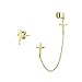 Produktbild Religiöse Kreuz Ohr Lobe Knorpel Ohrring Clip Auf Helix Linear Lange Wickeln Kette Ohr Manschette Ohr Ohrstecker Ohrring Set 14K Vergoldet 925 Sterling Silber Für Frauen