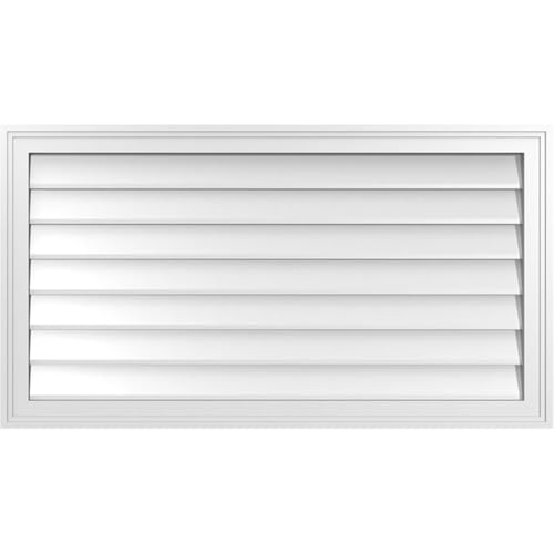 40"W x 22"H Rectangle Surface Mount PVC Gable Vent: Non-Functional, w/ 1-1/2" x 2" Brickmould Frame