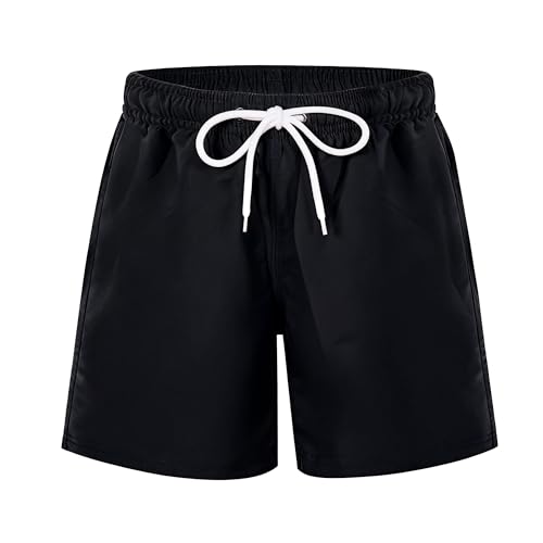 TRAMLE Boys Swimming Shorts Quick Dry Board Trunks Casual Walking Sports Beach Shorts for Kids Toddler 7-8 Years Black