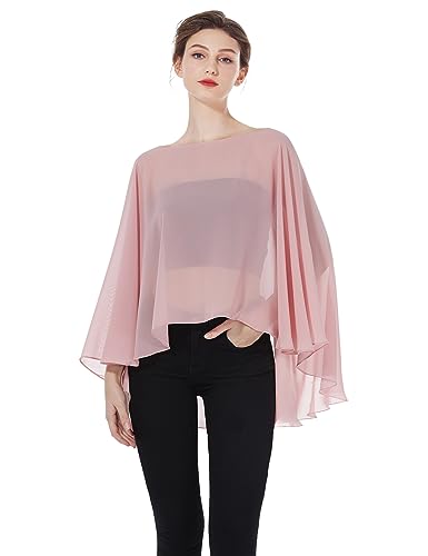 BEAUTELICATE Capa Poncho Gasa Fiesta Mujer Chales de Novia Ligero Elegante para Boda Cerimonia Evento Formal Graduación Cosplay Elf （Ballet Pink）