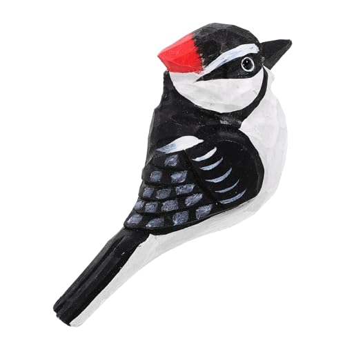 Veemoon 木製クラフト製の卓上動物フィギュア 細部精巧な木彫り鳥置物 レトロスルの小鳥モデルでインテリアやにな木彫小鳥飾り