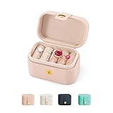 VOMNA Travel Jewelry Ring Case,Small Jewelry Ring Box,Ring Holder,Mini Jewelry Case Portable Storage Case, for Women Girls, for Travel,Business,Wedding,Bridesmaid Gift(Pink)