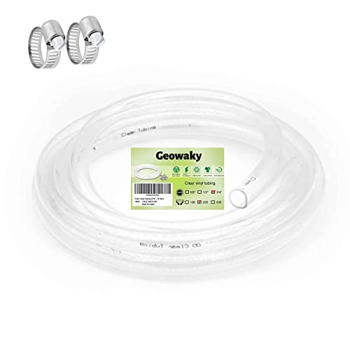 Geowaky Clear Vinyl Tubing 3/4" ID × 1" OD -25 Ft 30PSI,Flexible Plastic Tubing,Lightweight Plastic Tube,Oil Resistant Hybrid Multipurpose Industrial Vinyl Hose