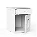 TMEOSK Wooden Home Decorative Cat Home Nightstand, Pet House Cat Litter Box Enclosure with Drawer & Side Table for Indoor (White)