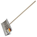 SHW-FIRE | Schneeschieber Aluminium 50x35 cm mit 130 cm Buchen-Ovalstiel, robust...