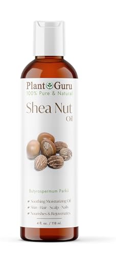 Plant Guru African Shea Nut Butter Oil 4 fl. oz. 100% Pure Natural Skin Face Hair Growth And Moisturizer. DIY Body Butters Lotions Creams Lip Balm And Soap Making.