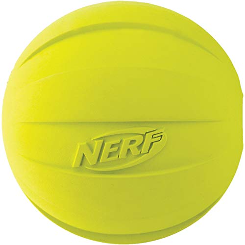 Nerf Dog Rubber Ball Dog Toy with Squeaker, Lightweight, Durable and Water Resistant, 4 Inch Diameter for Medium/Large Breeds, Single Unit, Green