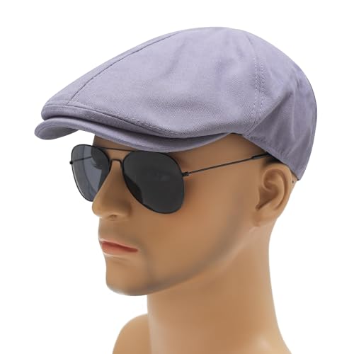 Image of ZLYC Men Cotton Flat Cap Summer Scally Ivy Gatsby Newsboy Beret Driver Cabbie Hunting Hat