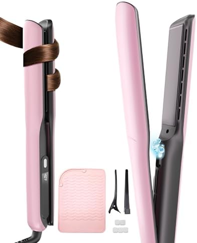 Betahouse Flat Iron Hair Straightener Airflow Curling Iron, Hair Straightener and Curler 2 in 1, 1 Inch Ionic Curling Wand with Cooling Air and Essential Oil Scent, 3 Temp 350-450℉ Dual Voltage