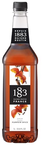 1883 Pumpkin Spice Syrup for Coffee and Drinks – Made in France – 1 Liter Plastic Bottle