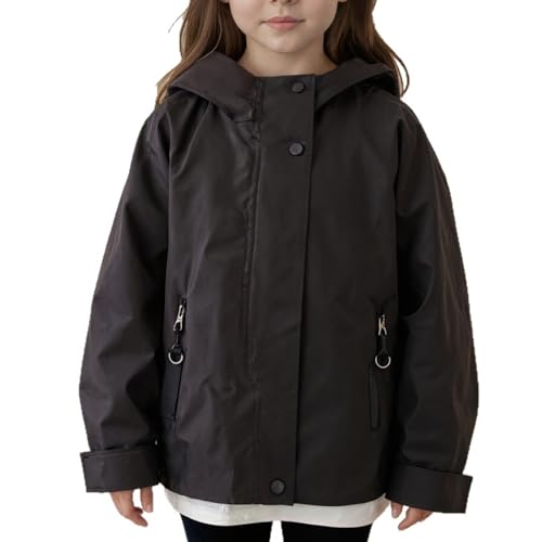 Kids Girls Hoodie Windbreaker Jacket Windproof Long Sleeve Zipper Coat Stylish Rainproof Outwear For Toddler Girls