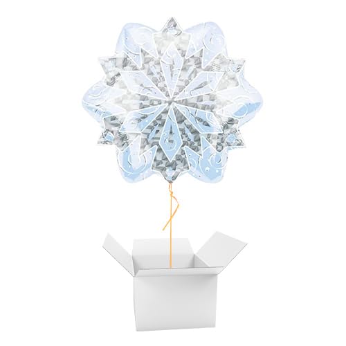 White Snowflake Christmas Shaped Foil Helium Balloon - Inflated Balloon in a Box