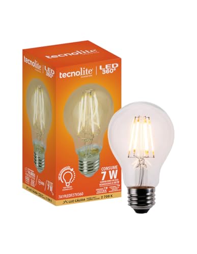Recopilación de Focos - los más vendidos. 50 Tecnolite - Foco Vintage LED Filamento 7 W, Base E27, Luz Cálida Suave 2700 K, Iluminación Interiores, 360°