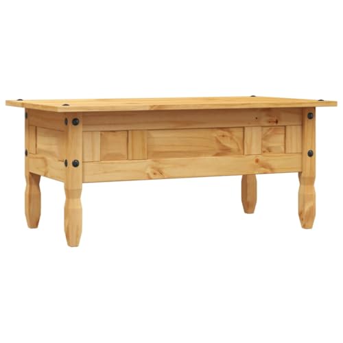 Table basse style mexicain pin massif avec rangement de salon - 7