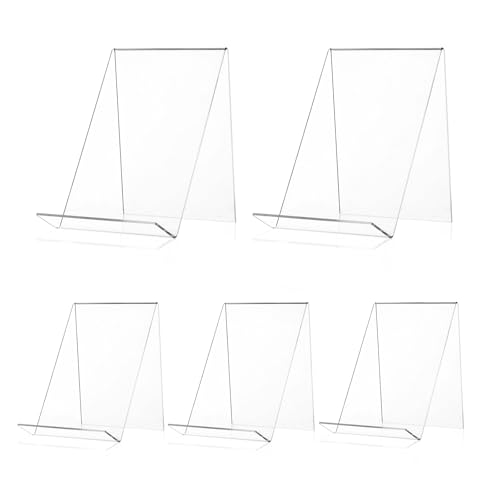Set de 5 sujetalibros transparentes de acrílico, soporte libros, 13 x 11,5 x 10 cm, simple y hermoso, resistente al desgaste y fácil de limpiar - Ideal para libros, revistas y como expositor.