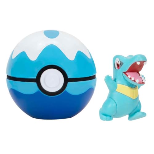 Image of Pokemon Clip N Go Pokeball & 5 cm Totodile Battle Figure - Attachable to Belt - New 2022 - Officially Licensed Toy (PKW2651), Karnimani