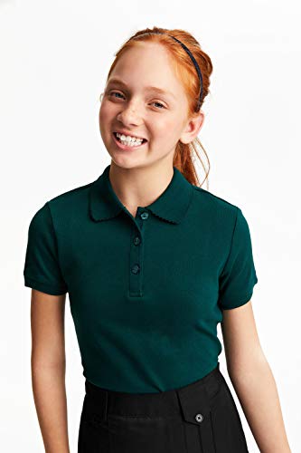 Image of French Toast Girls' Short Sleeve Picot Collar Polo School Uniform Shirt (Standard and Plus)