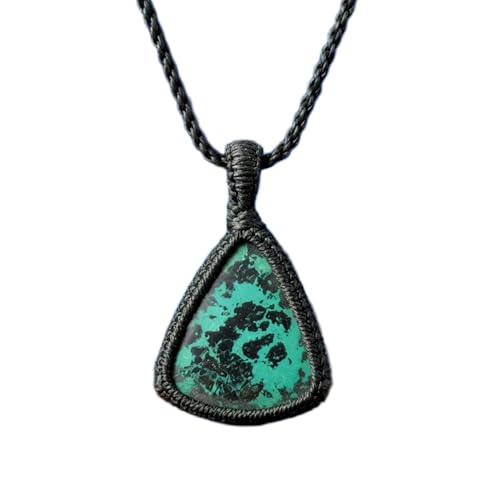 Chrysocolle naturelle pendentif trilon avec cordon en cuir