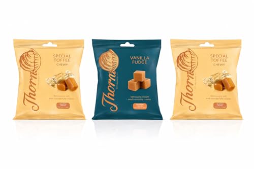 Thornton Special Toffee & Vanilla Fudge 85g x3 Bags Soft Chewy Creamy British Toffee Sweets & Vanilla Fudge Candy Treats