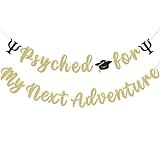 Psychology Graduation Banner, Psychologist Graduation Party Decorations, Psyched for My Next Adventure Banner, Psychology Decor, Gold Glitter
