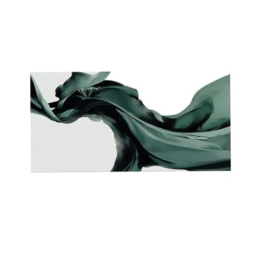Tableau d'art mural soie verte fluide abstraite pour salon
