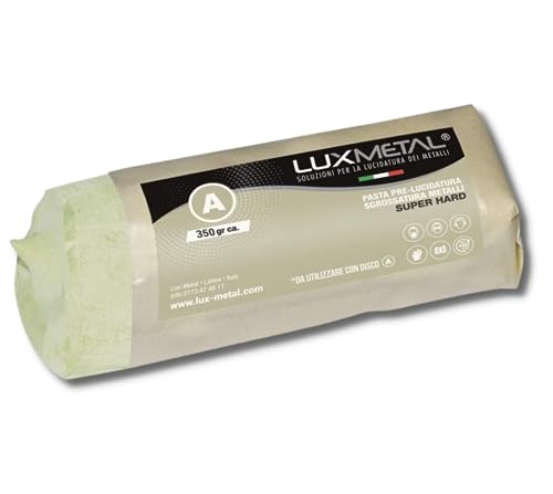 Lux Metal Pasta Abrasiva Lucidante Bianca Super Hard 350 gr Pre Lucidatura Acciaio Inox Cera Per Lucidare Alluminio Sgrossatura Metalli Leva Rimuovi Graffi Ossido Lucida Solida Ottone Rame Bronzo