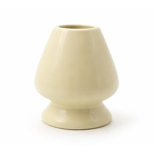 BlendWell Ceramic Matcha Whisk Stand Light Yellow Holder for Bamboo Chasen Protects Shape and Extends Whisk Life