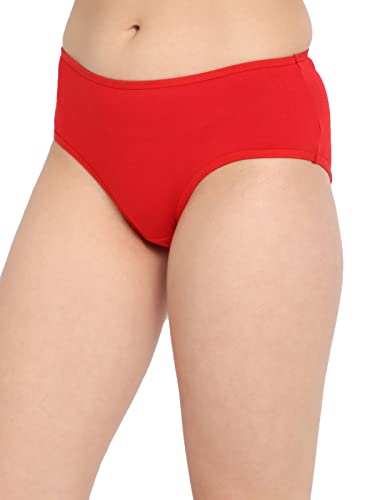 Image of Clovia Women's Cotton Mid Waist Graphic & Text Print Hipster Panty in Red