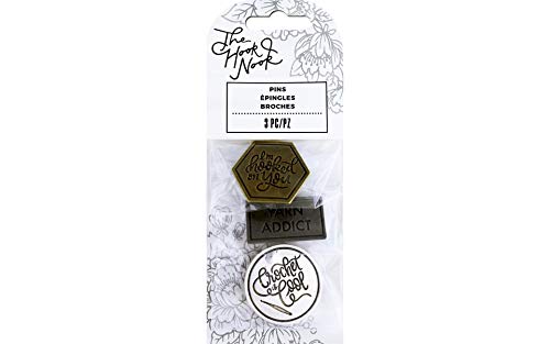 American Crafts The Hook Nook Metal Pin Set 3/Pkg-Silver, Black, and Gold