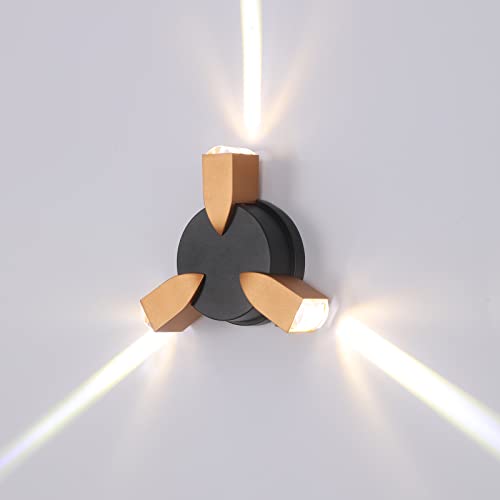 Kaniker Wasserdichte LED-Aluminium-Wandleuchte, Schwarze Wandleuchte für den Innen/Außen, 6000K Weißes Licht IP65 Wasserdichtes Up/Down Porch Licht für überall Cover