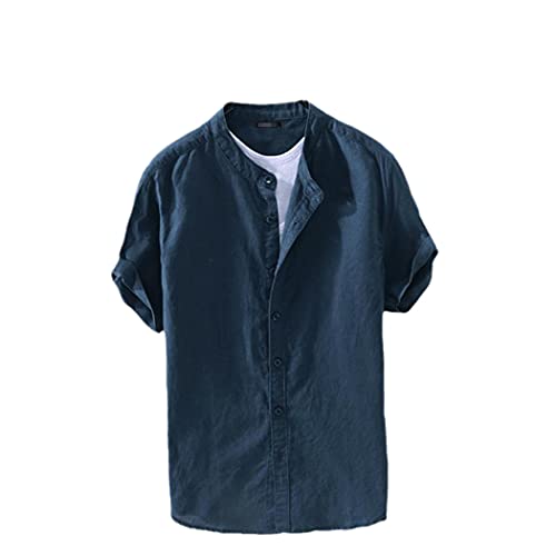 Chemise en coton respirant style Harajuku col montant idéal pour l'été