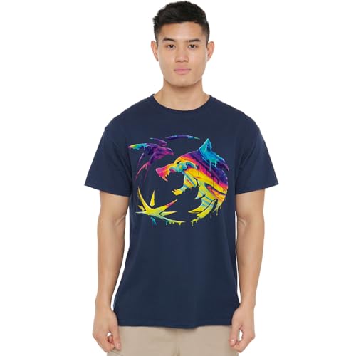T-shirt Witcher Rainbow Paint Crest bleu marine en taille 5XL pour adulte