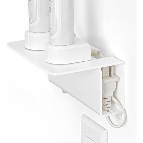 OAPRIRE Electric Toothbrush Holder for Bathroom, Acrylic Electric Toothbrush Holder Wall Mounted Come with Cable Organizer, Saving Space and Convenient Charging - White Cover