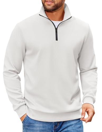 COOFANDY Mens Quarter Zip Pullover Sweatshirts Lightweight Long Sleeve Mock Neck Sweater Polo