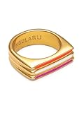 SINGULARU - Anillo Pixie Lines Enamel. Acero con Baño en Oro de 18 Kt y Enamel. Joyas Para Mujer. Talla 14